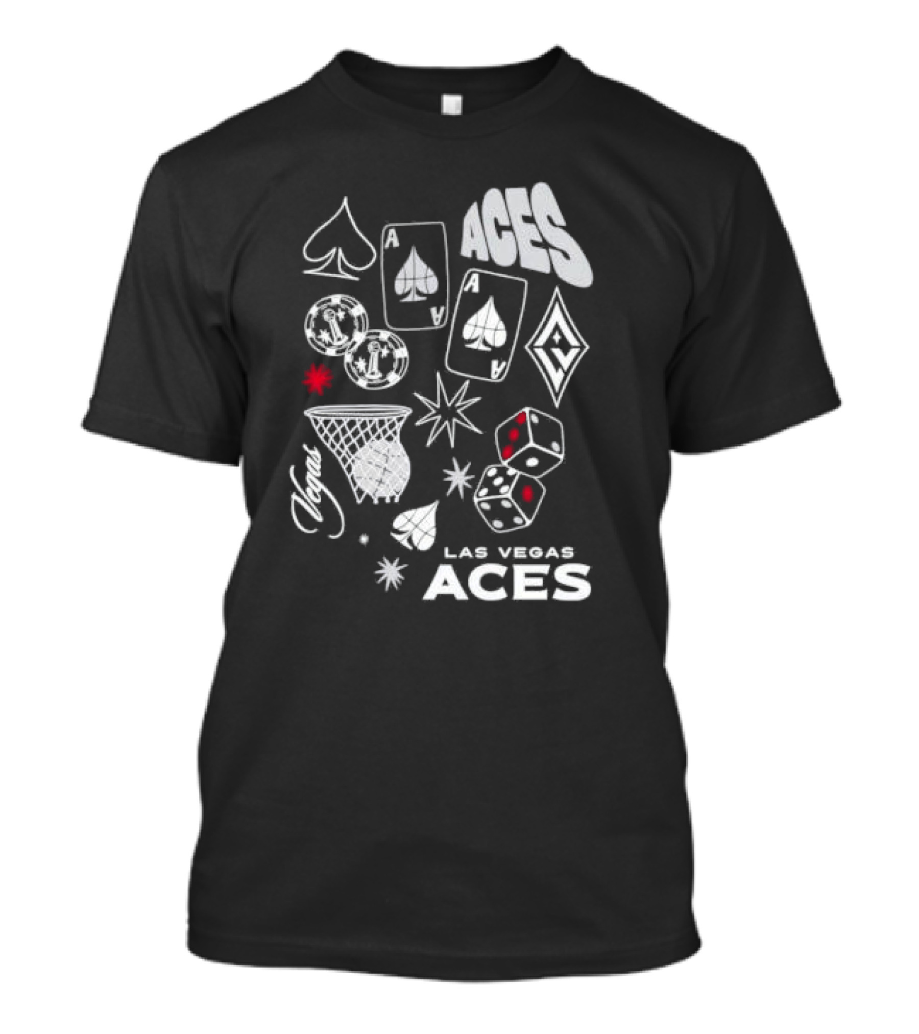 Las Vegas Aces Playing Cards Dice Basketball Hoop Casino Elements T-Shirt