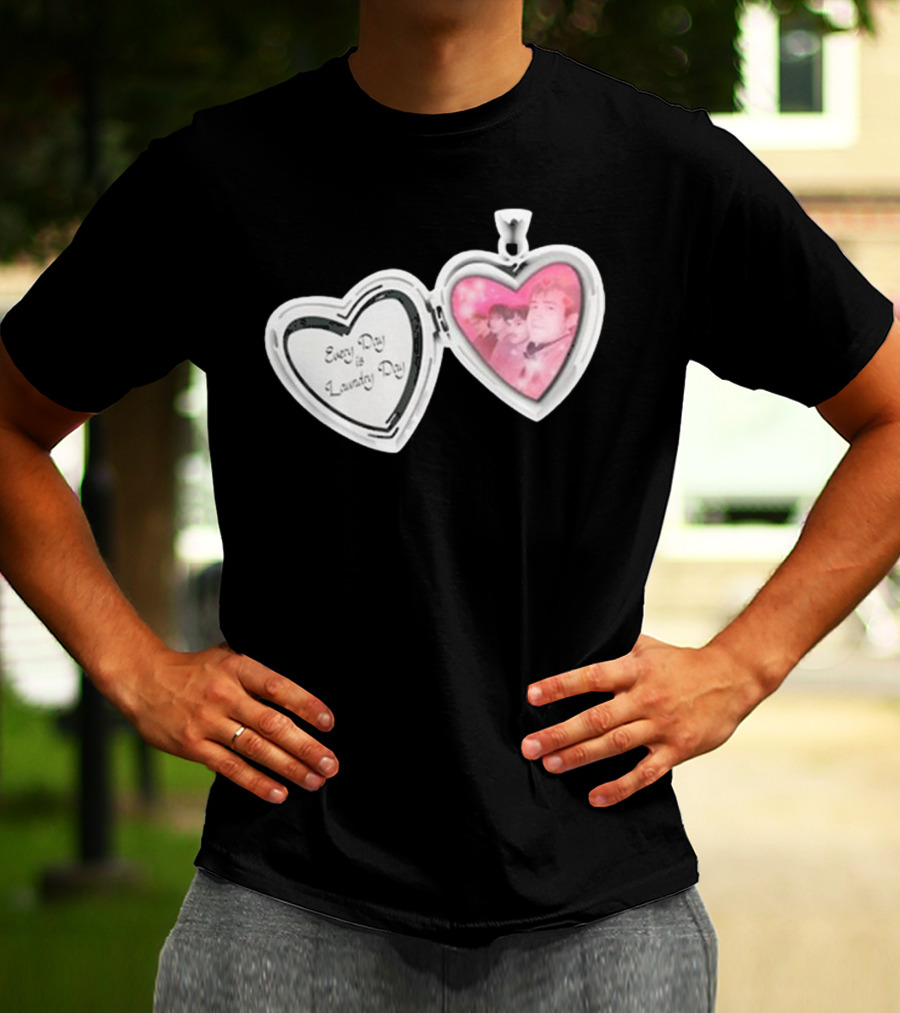 Every Day Laundry Day Heart Locket Pink Photo Charm T-Shirt