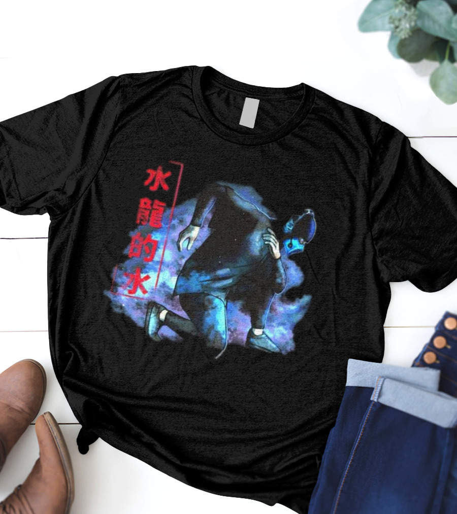 Lin Kuei Armory Icy Water Dragons Masked Figure In Blue Aura T-Shirt