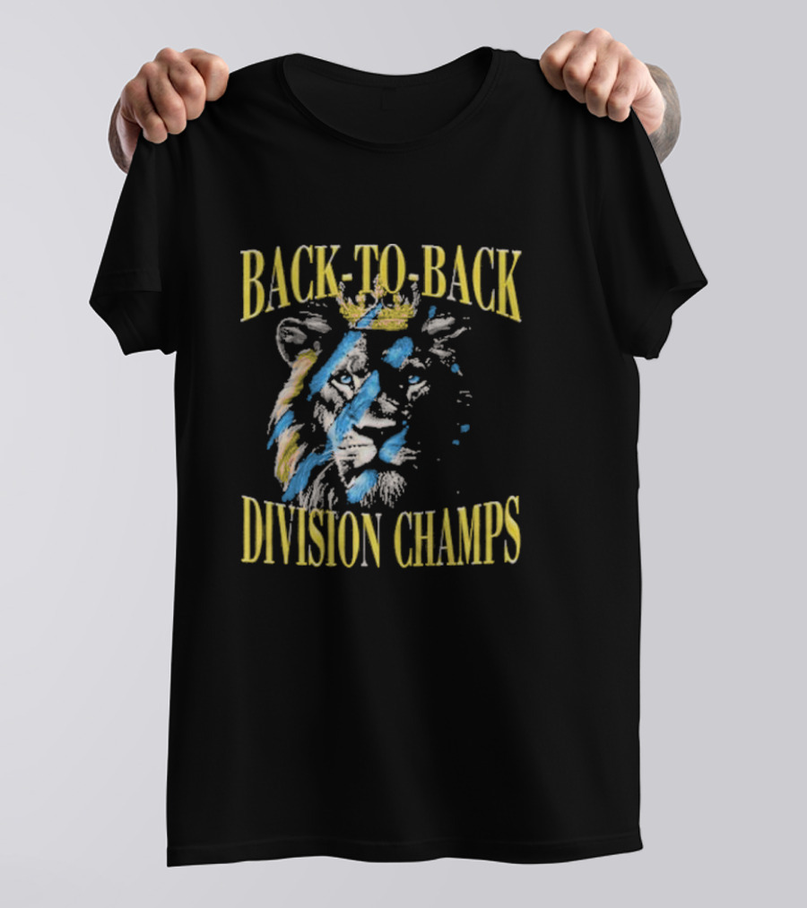 Back To Back Division Champs Lion With Crown Stripes T-Shirt