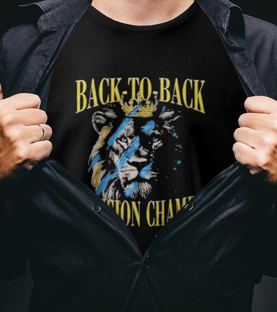Back To Back Division Champs Lion With Crown Stripes T-Shirt