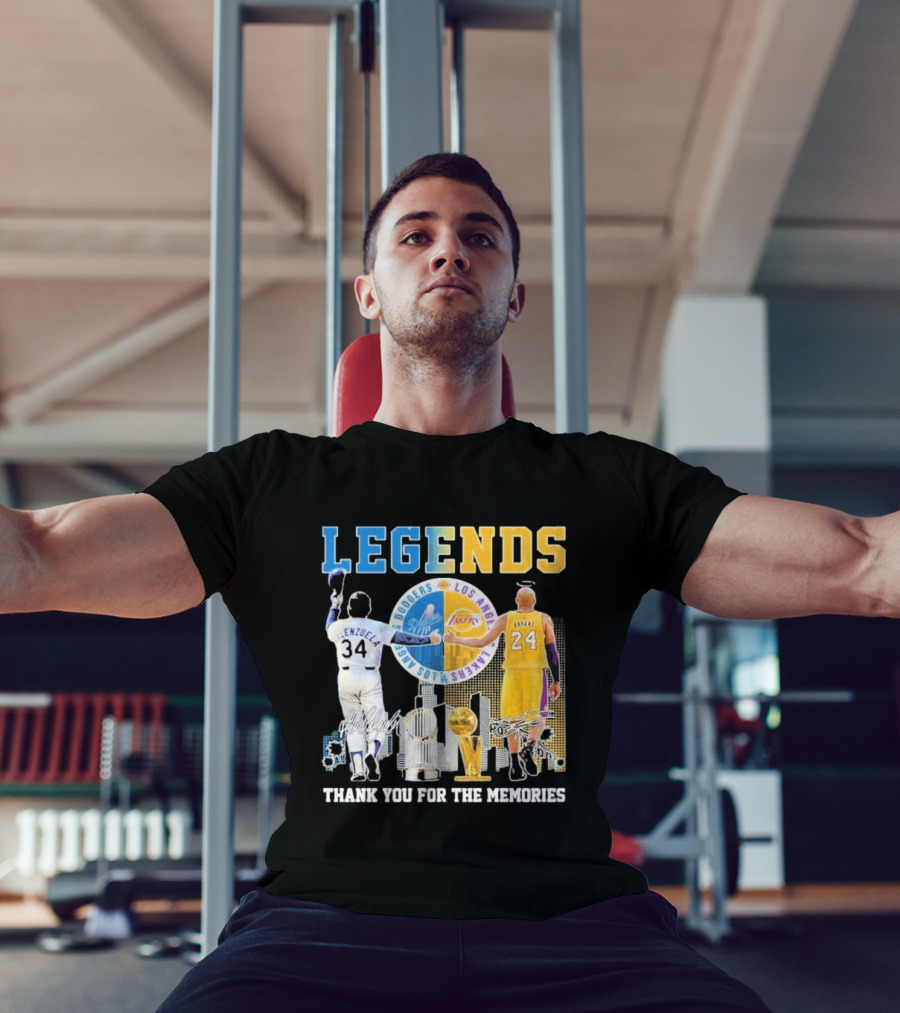 Los Angeles Legends Dodgers Valenzuela Lakers Bryant Thank You For The Memories T-Shirt