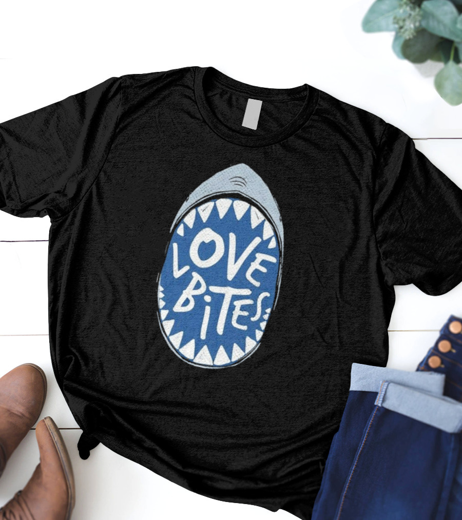 Love Bites Shark Mouth Teeth Graphic T-Shirt