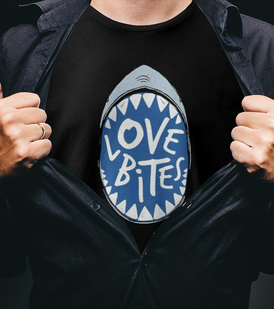 Love Bites Shark Mouth Teeth Graphic T-Shirt