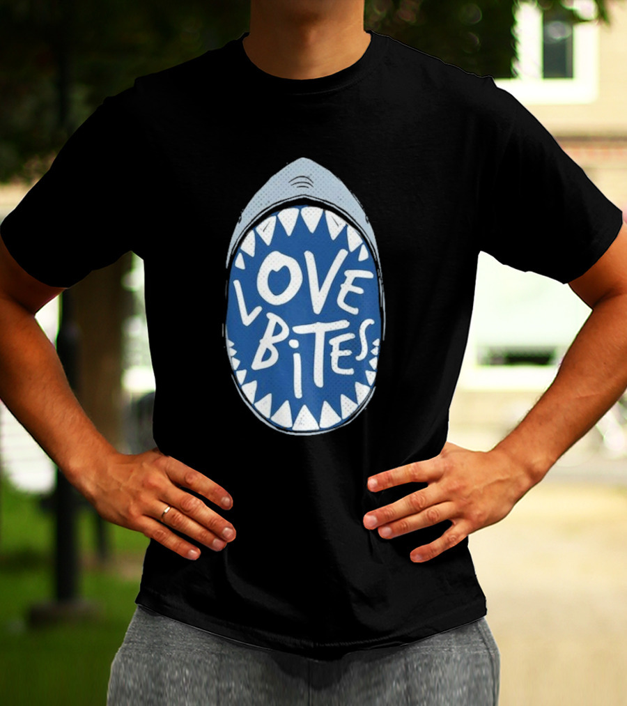 Love Bites Shark Mouth Teeth Graphic T-Shirt