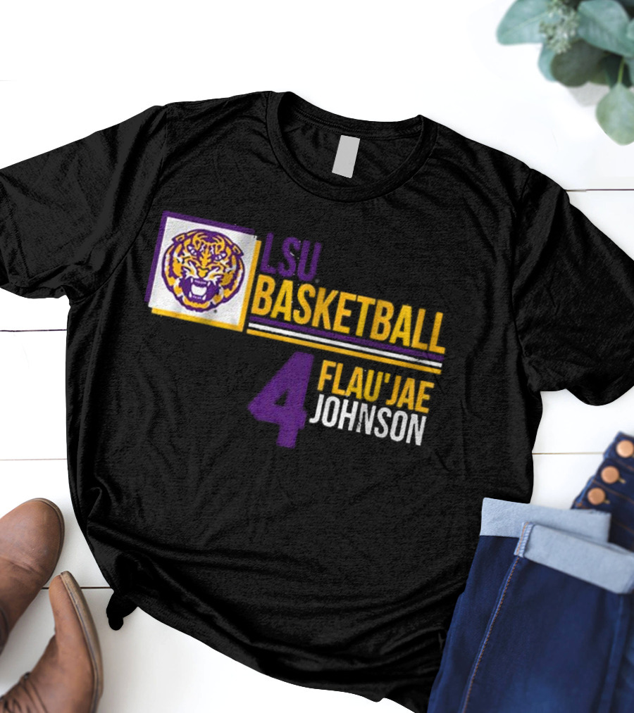 LSU Basketball Flau’Jae Johnson 4 Tiger Logo T-Shirt