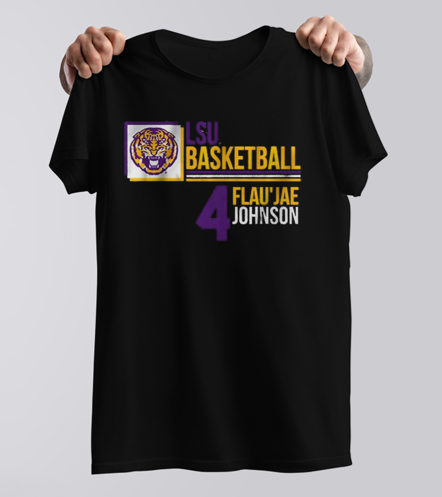 LSU Basketball Flau’Jae Johnson 4 Tiger Logo T-Shirt