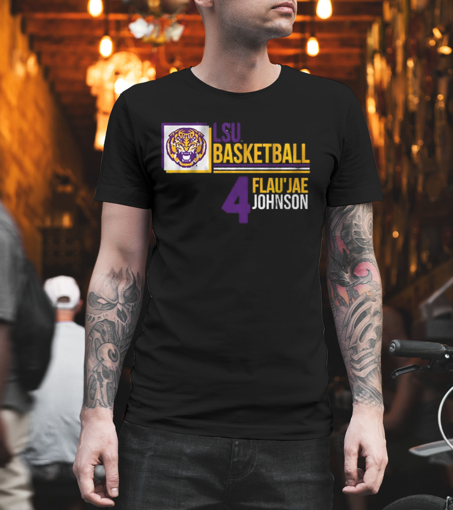 LSU Basketball Flau’Jae Johnson 4 Tiger Logo T-Shirt