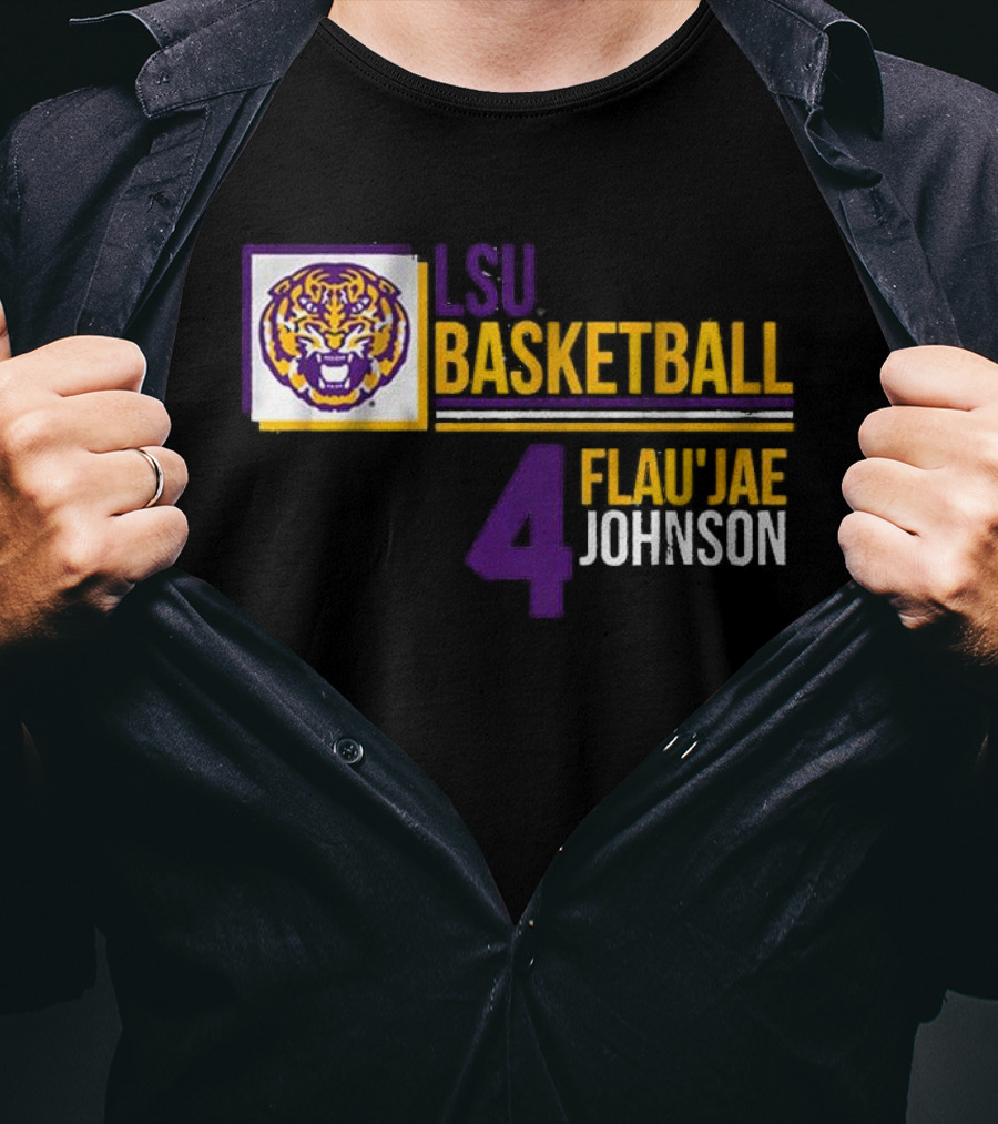 LSU Basketball Flau’Jae Johnson 4 Tiger Logo T-Shirt