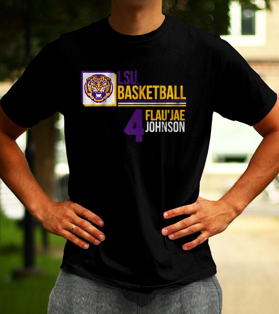 LSU Basketball Flau’Jae Johnson 4 Tiger Logo T-Shirt