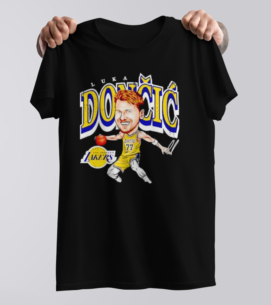 Luka Doncic Los Angeles Lakers Cartoon Lakers Logo T-Shirt