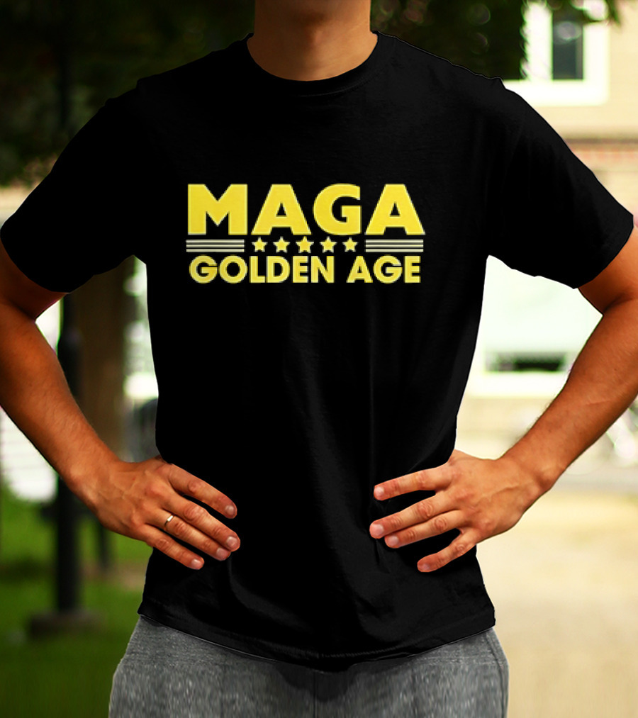 MAGAGolden Age Stars And Bold Yellow Text T-Shirt