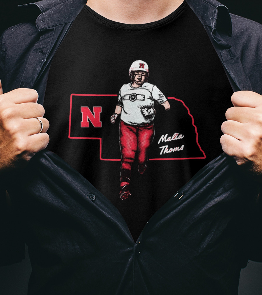 Malia Thoms Nebraska Cornhuskers Softball NCAA 2025 Hometown Hero T-Shirt