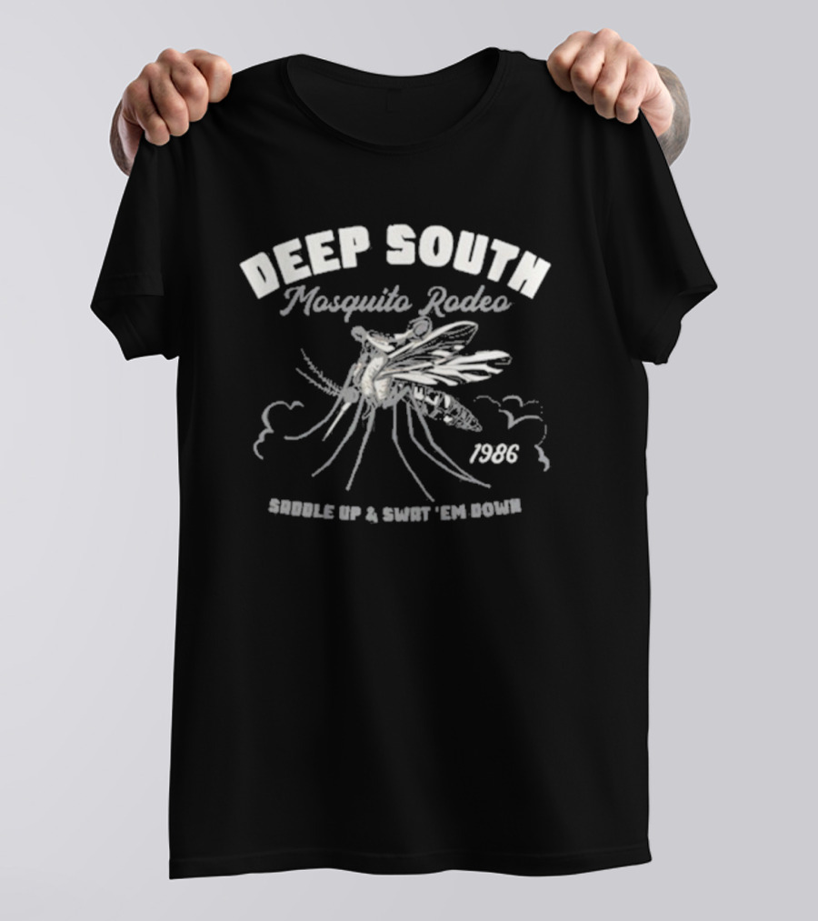 Deep South Mosquito Rodeo Saddle Up And Swat 'Em Down 1986 T-Shirt