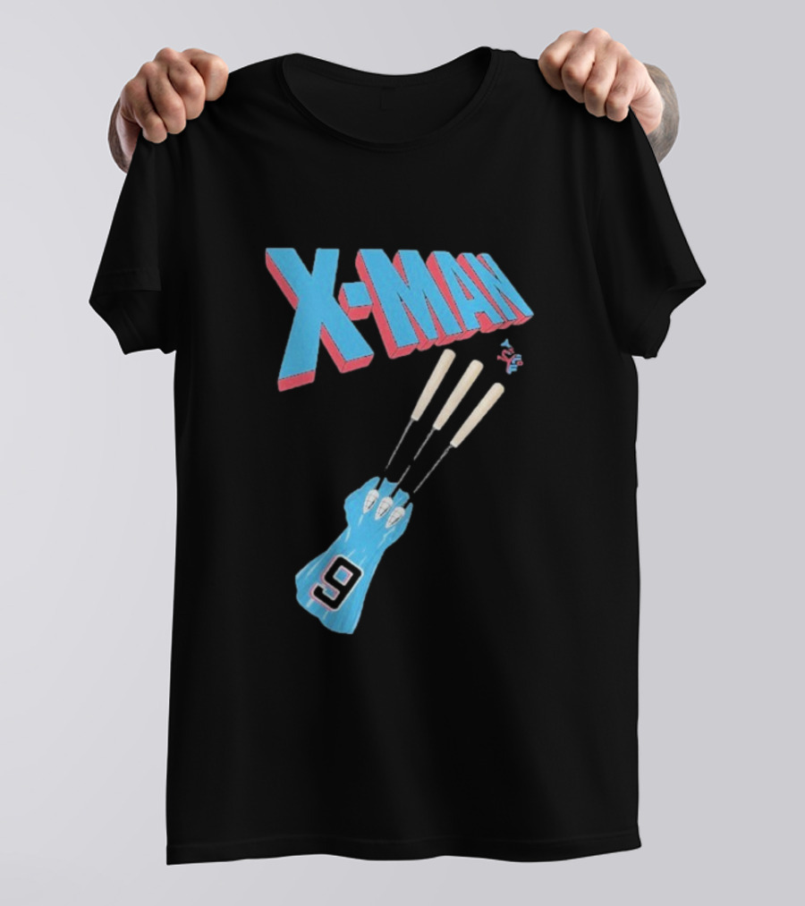 X-Man Miami Marlins Baseball Number 9 Batting Glove T-Shirt