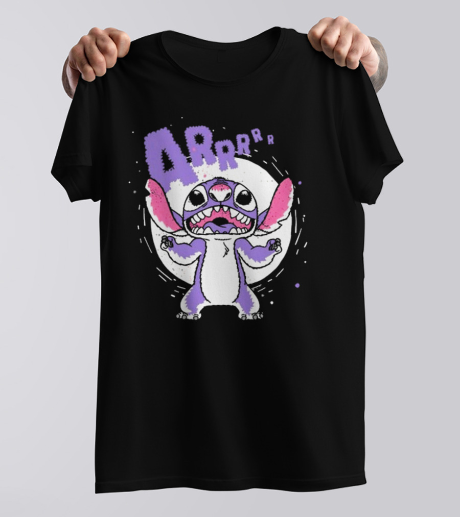 Midnight Stitch ARRp Purple Alien Character With Moon Background T-Shirt