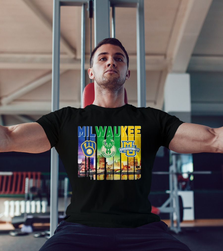 Milwaukee Brewers Bucks Marquette City Skyline Theme T-Shirt