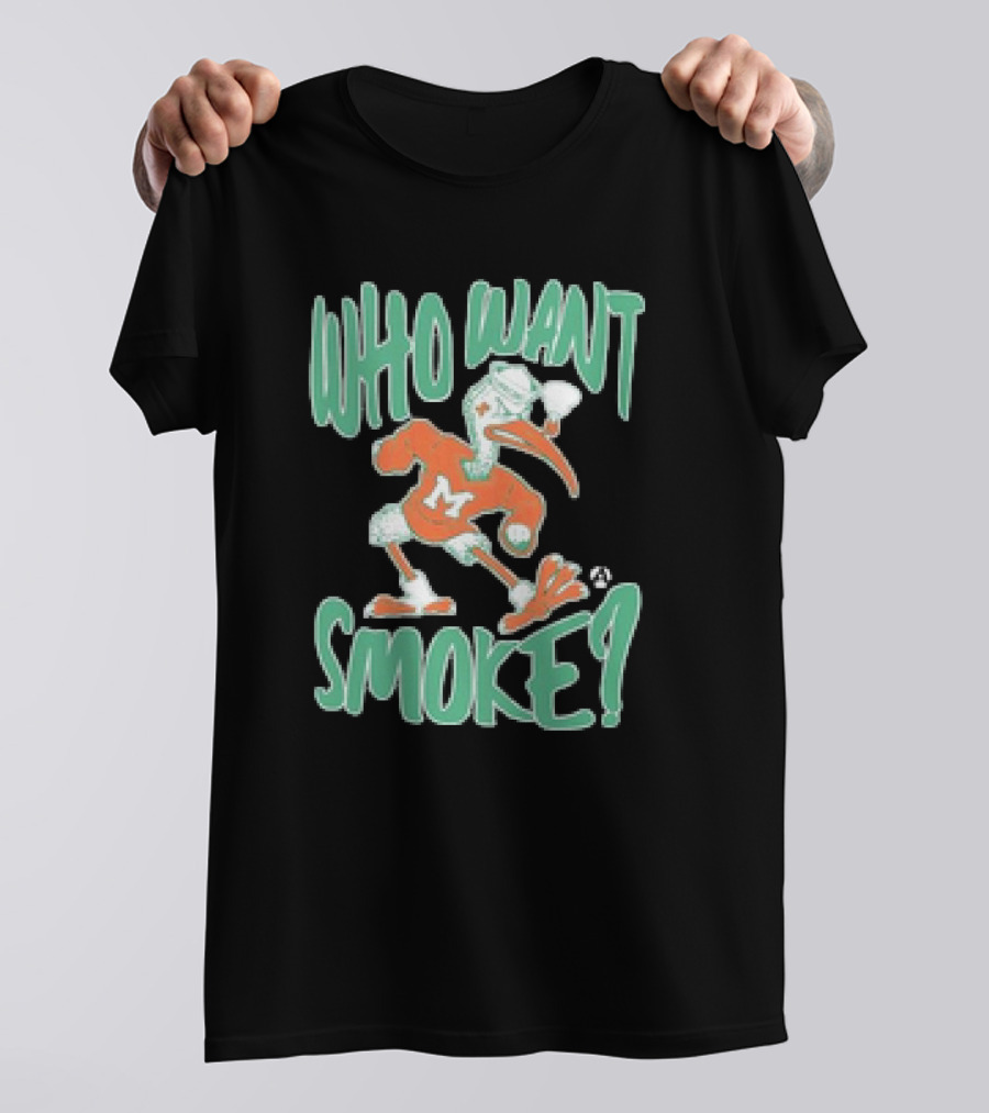 Miami Hurricanes Who Want Smoke Vintage Style Ibis Character T-Shirt