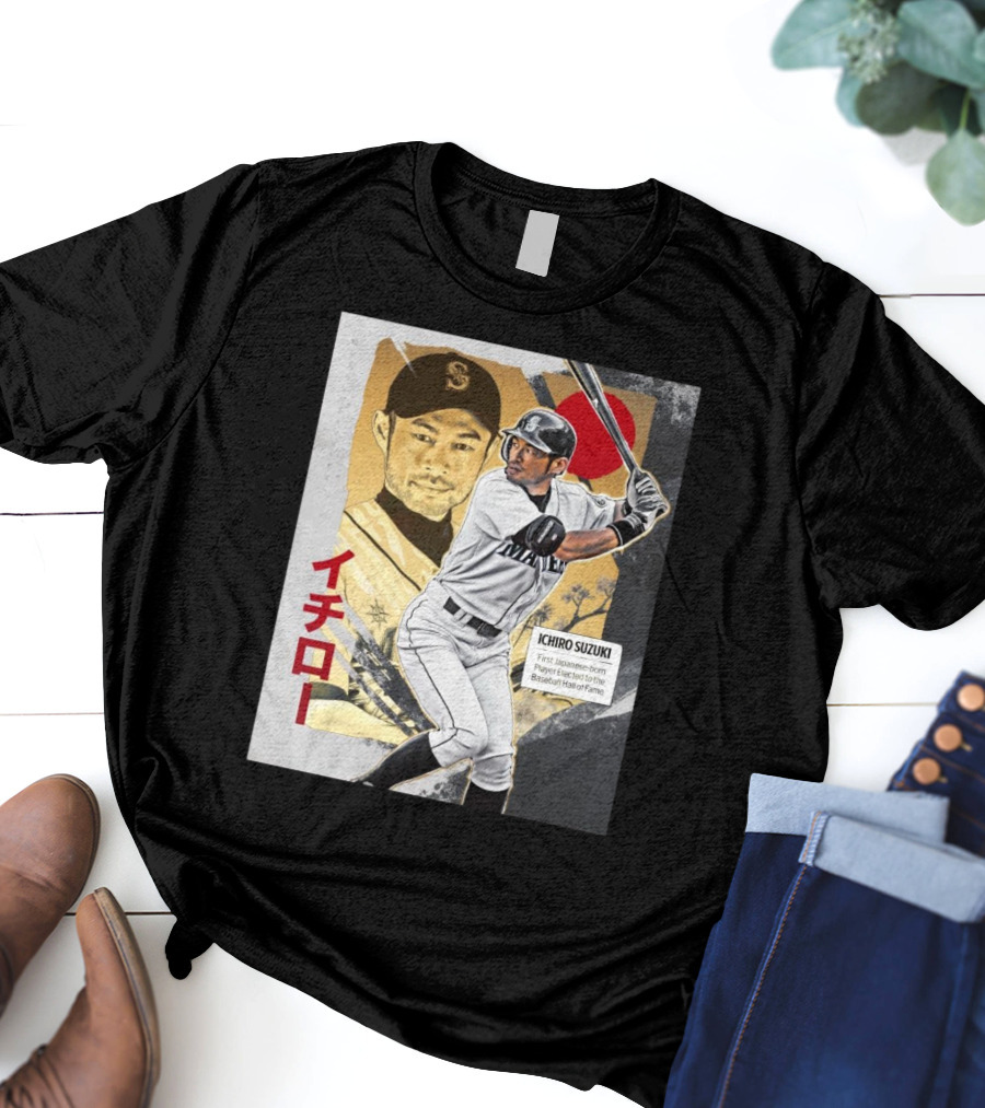 Ichiro Suzuki Seattle Mariners First Japanese-Born Player Elected To Baseball Hall Of Fame Red Sun T-Shirt