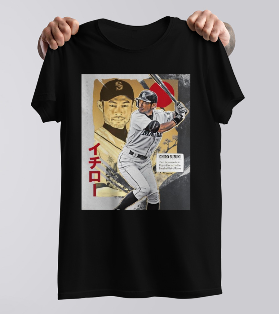 Ichiro Suzuki Seattle Mariners First Japanese-Born Player Elected To Baseball Hall Of Fame Red Sun T-Shirt