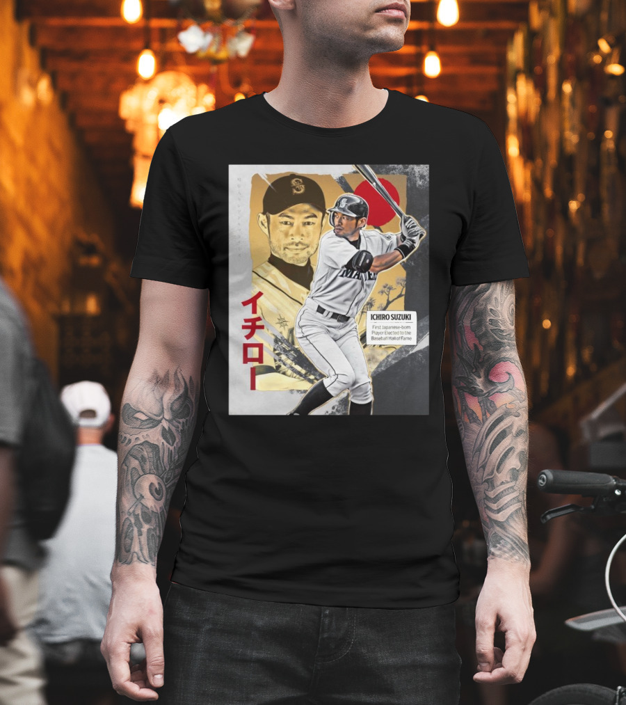Ichiro Suzuki Seattle Mariners First Japanese-Born Player Elected To Baseball Hall Of Fame Red Sun T-Shirt
