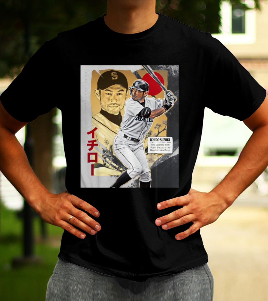 Ichiro Suzuki Seattle Mariners First Japanese-Born Player Elected To Baseball Hall Of Fame Red Sun T-Shirt