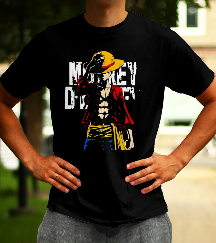 Monkey D Luffy One Piece Anime Character Iconic Straw Hat Pirate Outfit T-Shirt