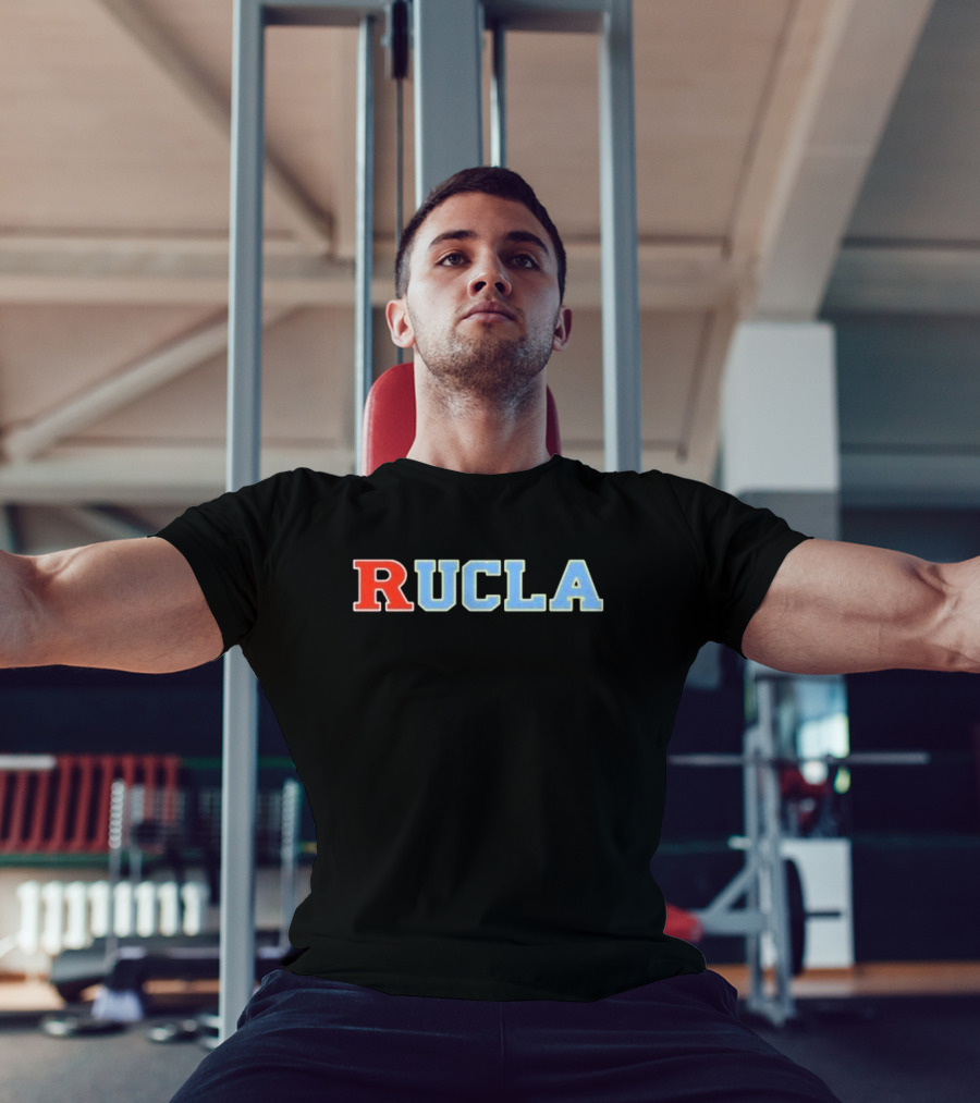 RUCLA Red Blue Varsity-Style Bold Text T-Shirt