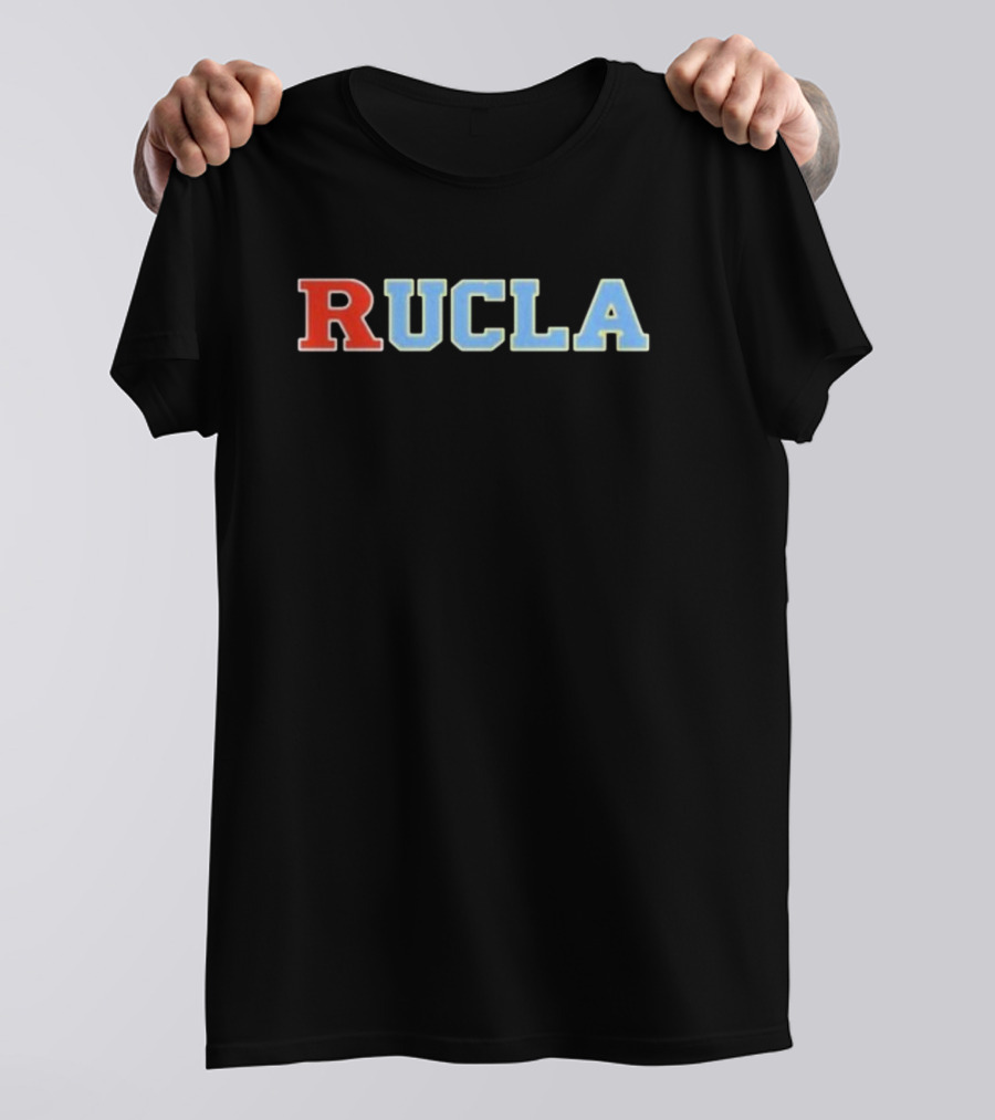 RUCLA Red Blue Varsity-Style Bold Text T-Shirt