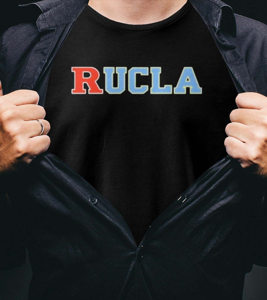 RUCLA Red Blue Varsity-Style Bold Text T-Shirt