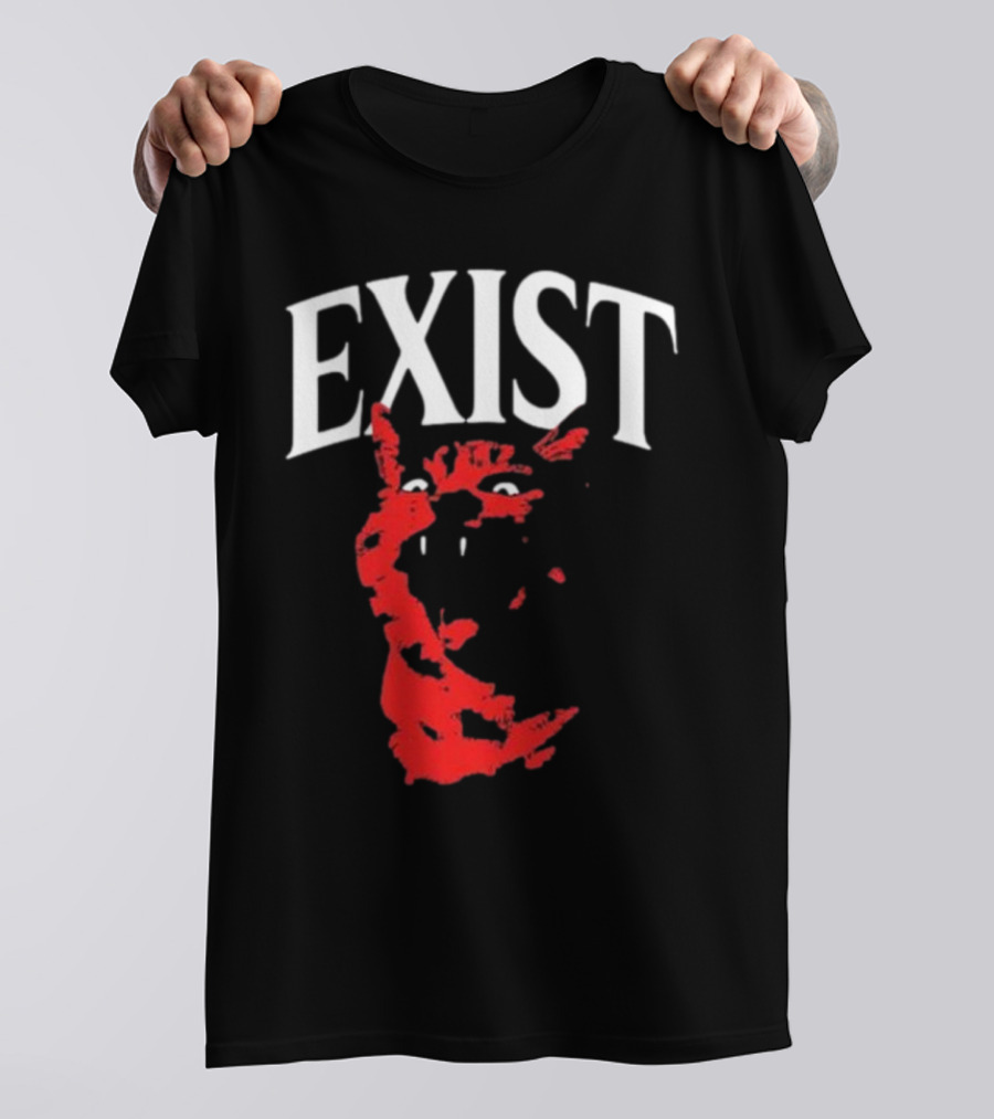 Mynameistuv Exist Red Cat Face T-Shirt