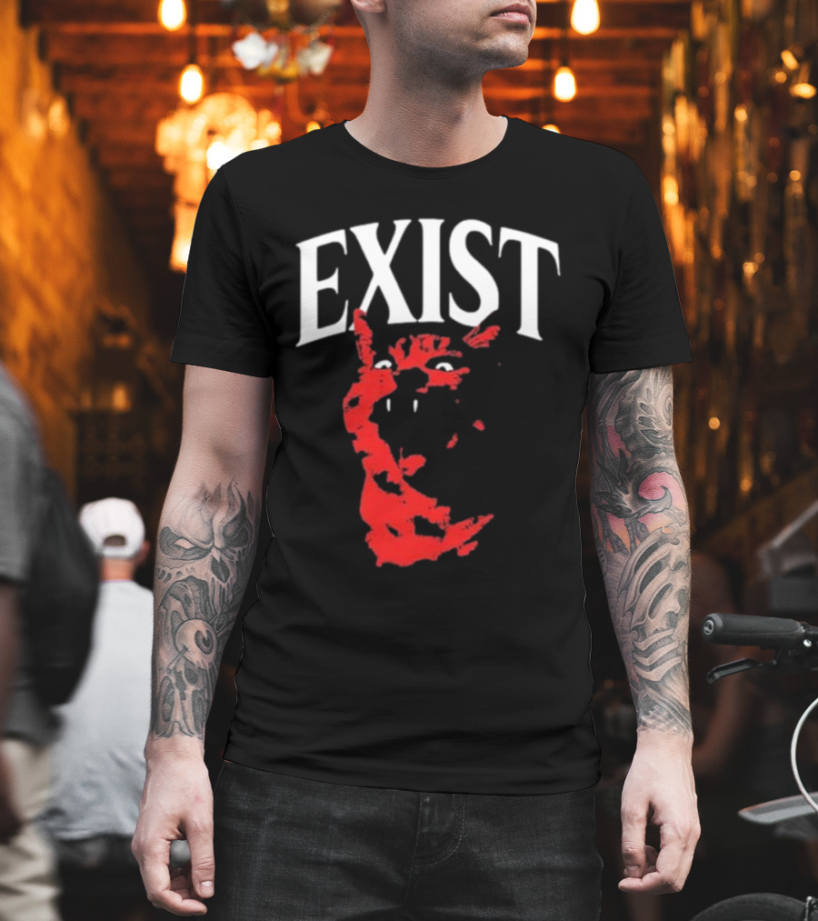 Mynameistuv Exist Red Cat Face T-Shirt