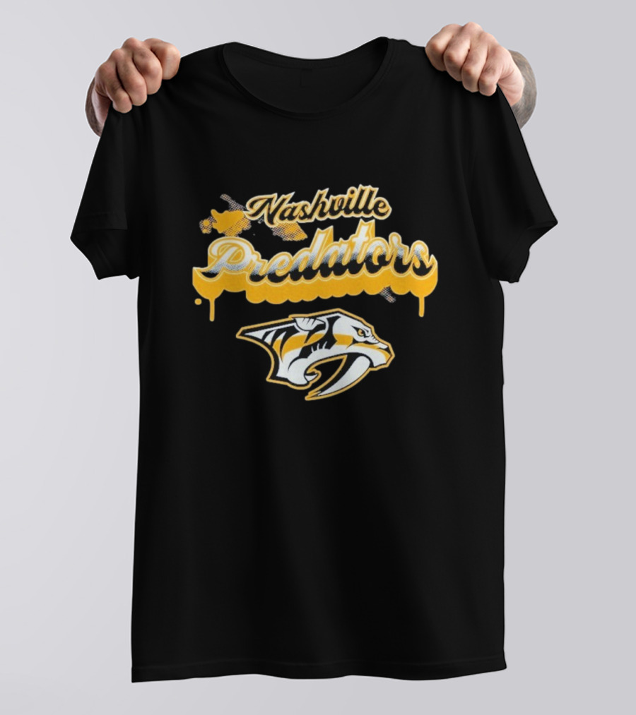 Nashville Predators Bubbly Script Ice Hockey Team Logo T-Shirt