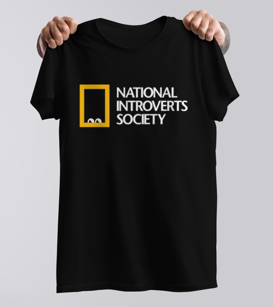 National Introverts Society Humor Featuring Iconic Yellow Frame And Peeking Eyes T-Shirt