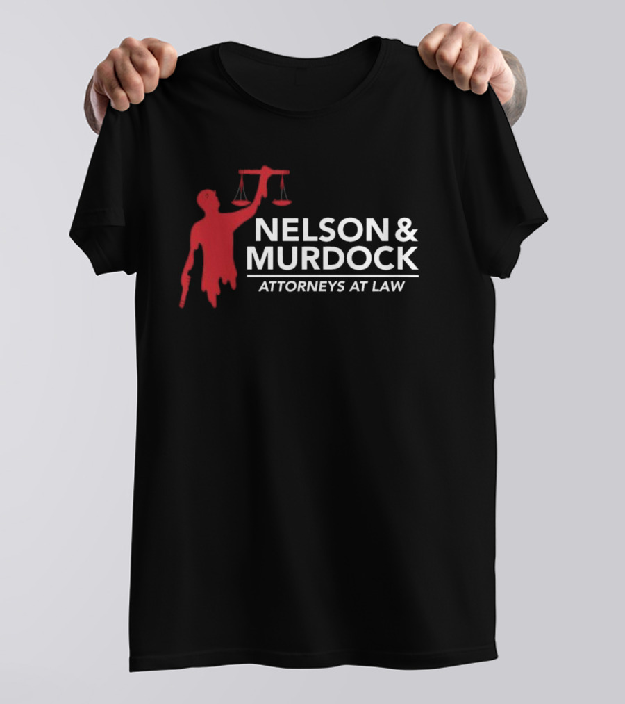 Nelson & Murdock Attorneys At Law Scales Of Justice Iconic Red Silhouette T-Shirt