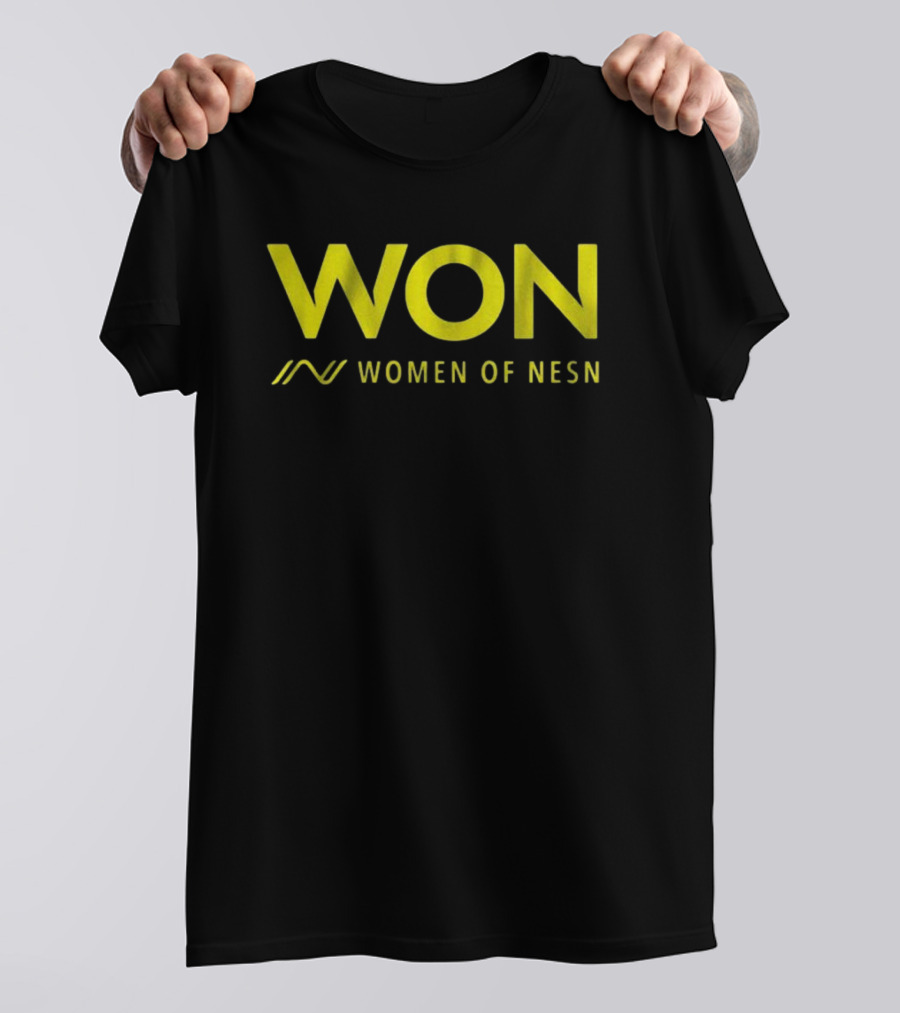 WON Women Of NESN Yellow Text With Stylish Lines T-Shirt