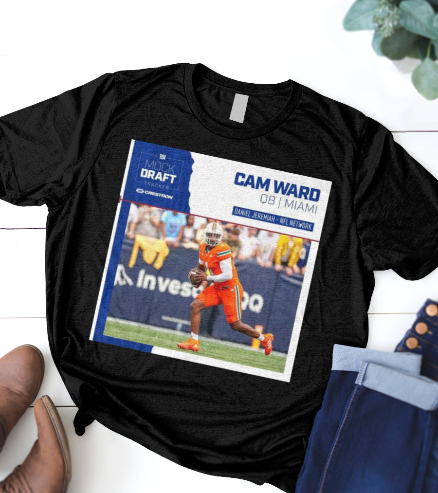 New York Giants Mock Draft Tracker Cam Ward QB Miami Daniel Jeremiah NFL Network T-Shirt