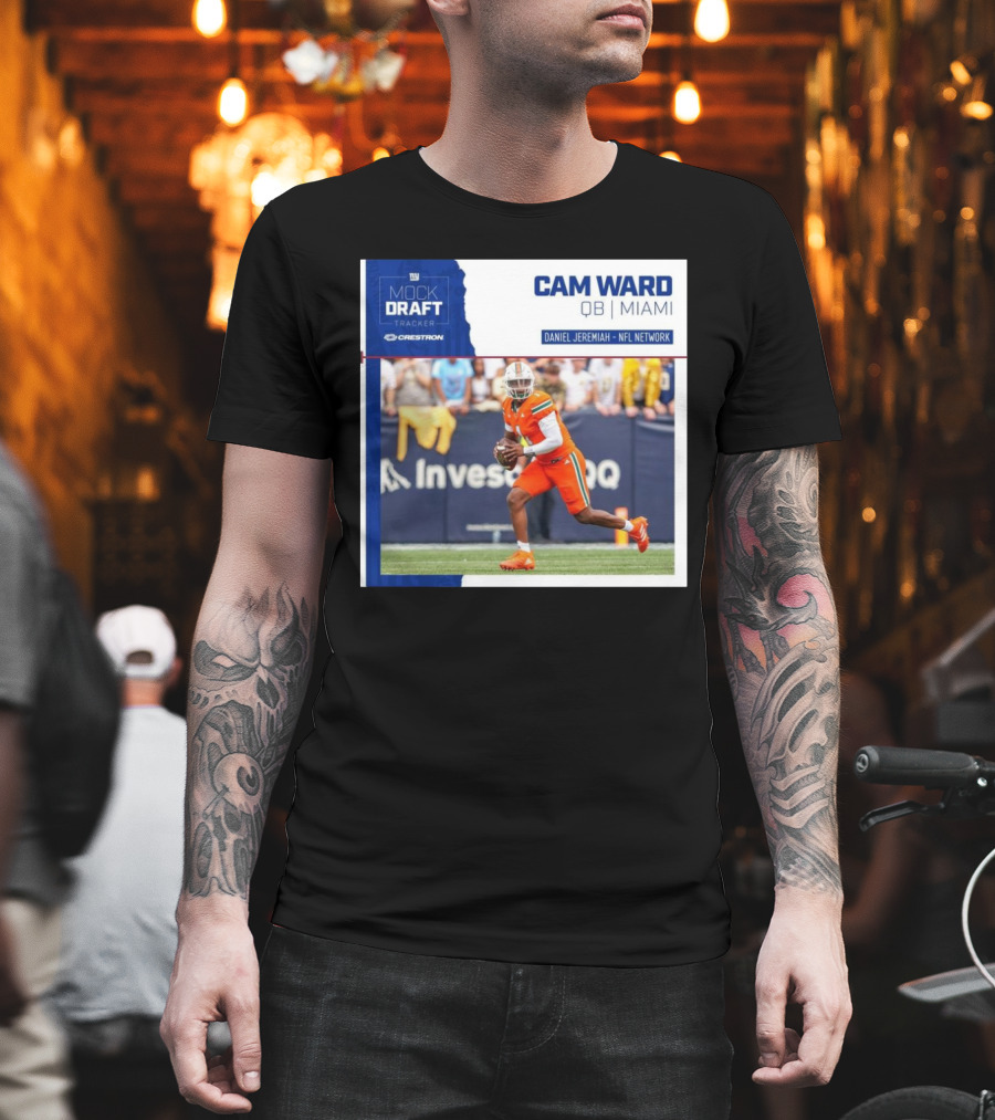 New York Giants Mock Draft Tracker Cam Ward QB Miami Daniel Jeremiah NFL Network T-Shirt