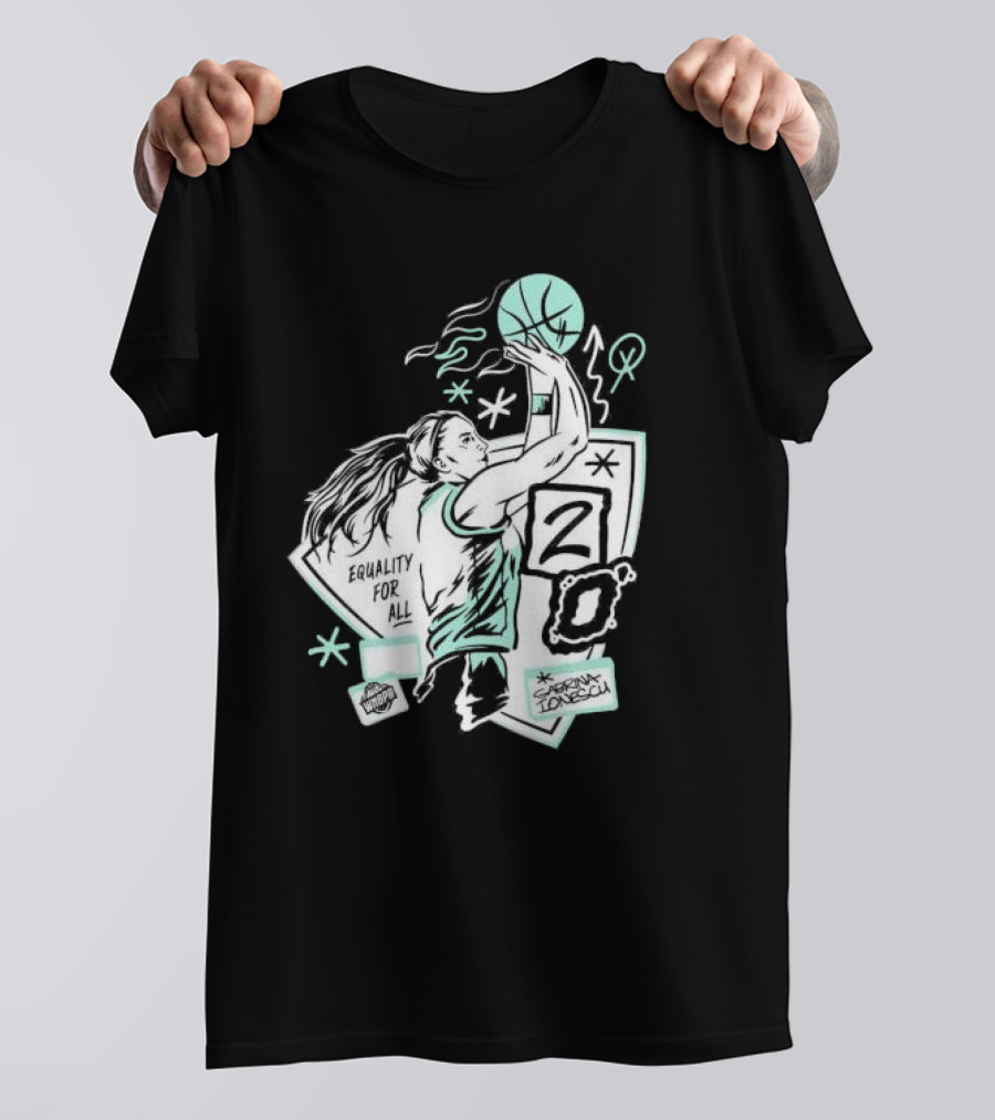 New York Liberty Sabrina Ionescu Equality For All Liberty Statue Basketball T-Shirt