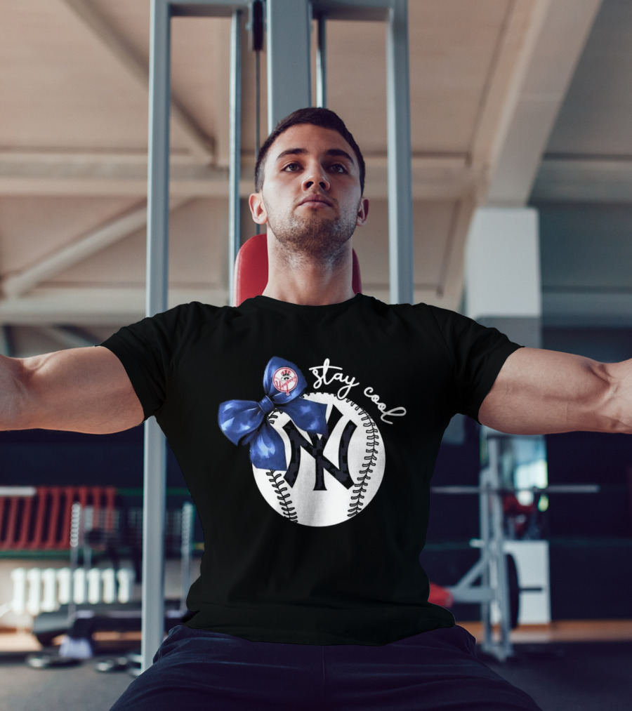 New York Yankees Stay Cool Bow Baseball Girls Fashion T-Shirt