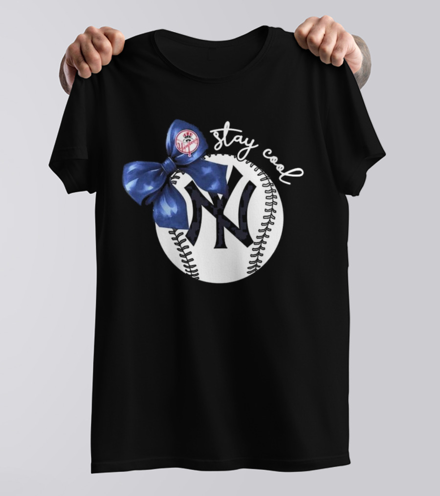 New York Yankees Stay Cool Bow Baseball Girls Fashion T-Shirt