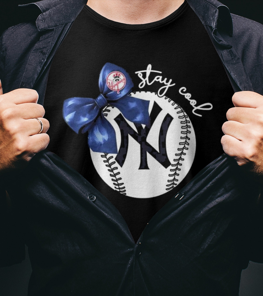 New York Yankees Stay Cool Bow Baseball Girls Fashion T-Shirt
