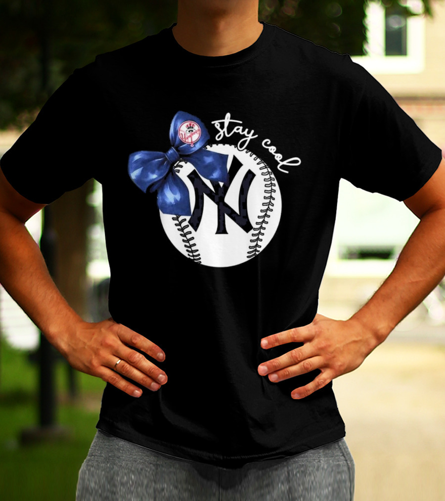 New York Yankees Stay Cool Bow Baseball Girls Fashion T-Shirt