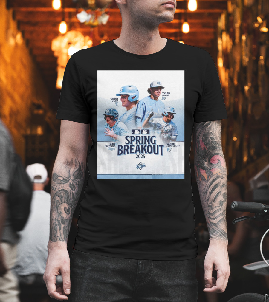 North Carolina Tar Heels Baseball Spring Breakout 2025 Casey Cook Tyler Baum Mac Horvath Vance Honeycutt MLB T-Shirt