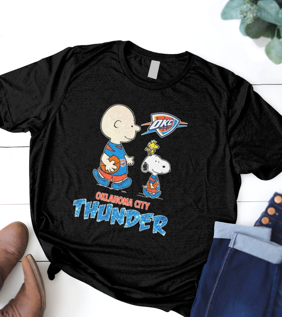 Oklahoma City Thunder Peanuts Snoopy 2025 OKC Basketball Woodstock T-Shirt