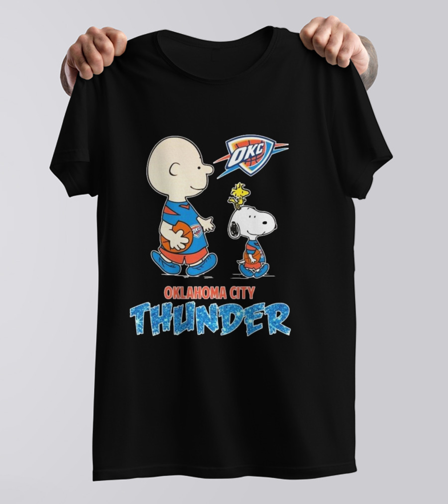 Oklahoma City Thunder Peanuts Snoopy 2025 OKC Basketball Woodstock T-Shirt