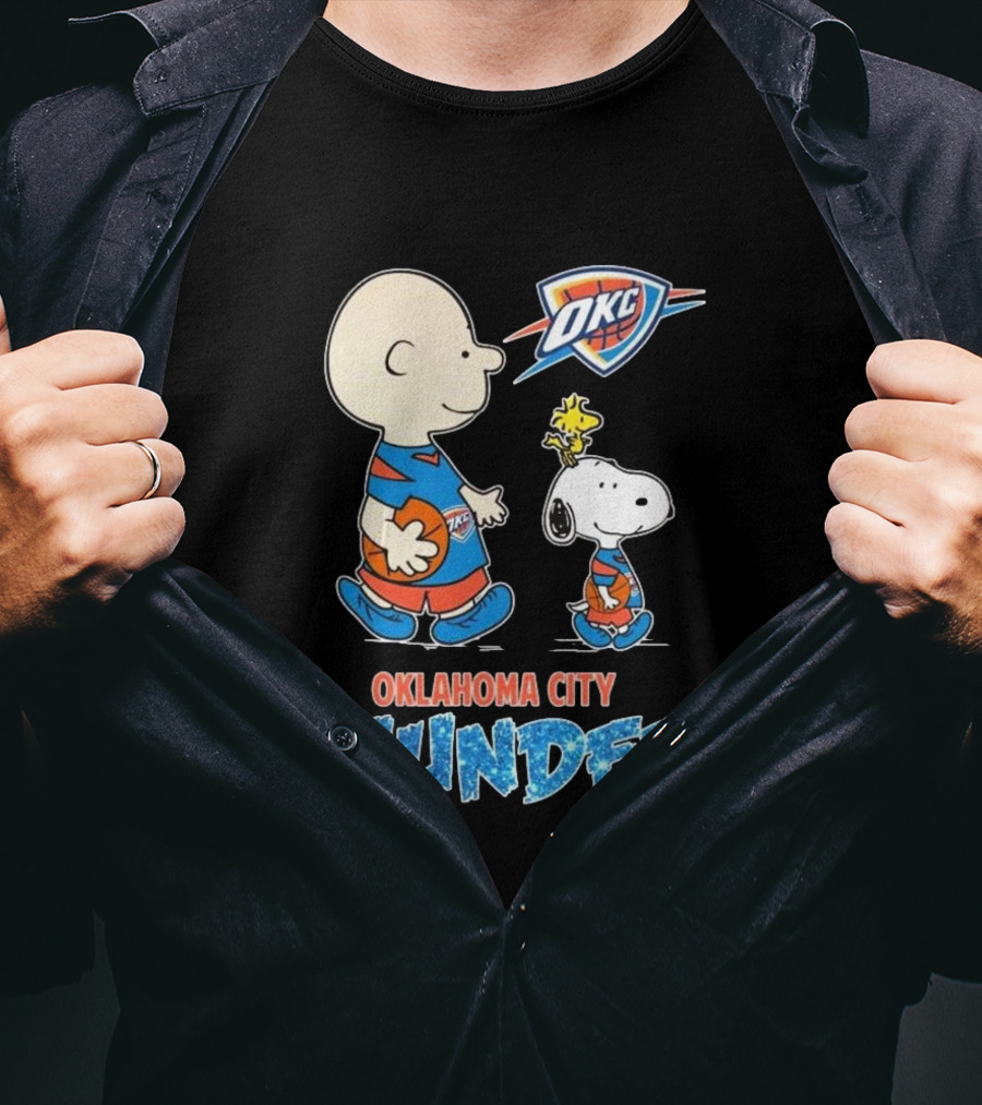 Oklahoma City Thunder Peanuts Snoopy 2025 OKC Basketball Woodstock T-Shirt