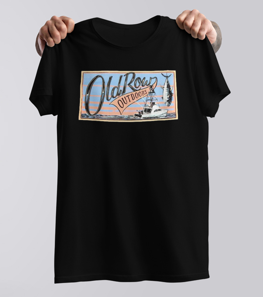 Old Row Outdoors Fishing Adventure With Boat And Catch T-Shirt