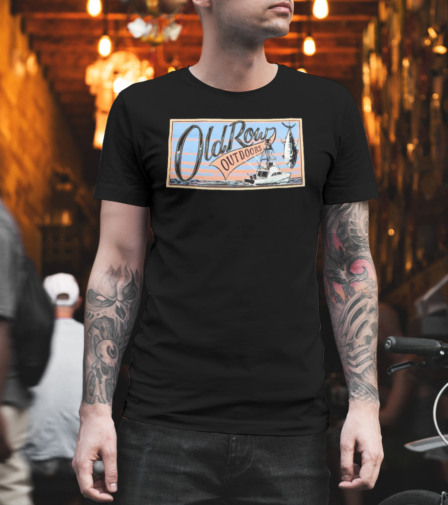 Old Row Outdoors Fishing Adventure With Boat And Catch T-Shirt