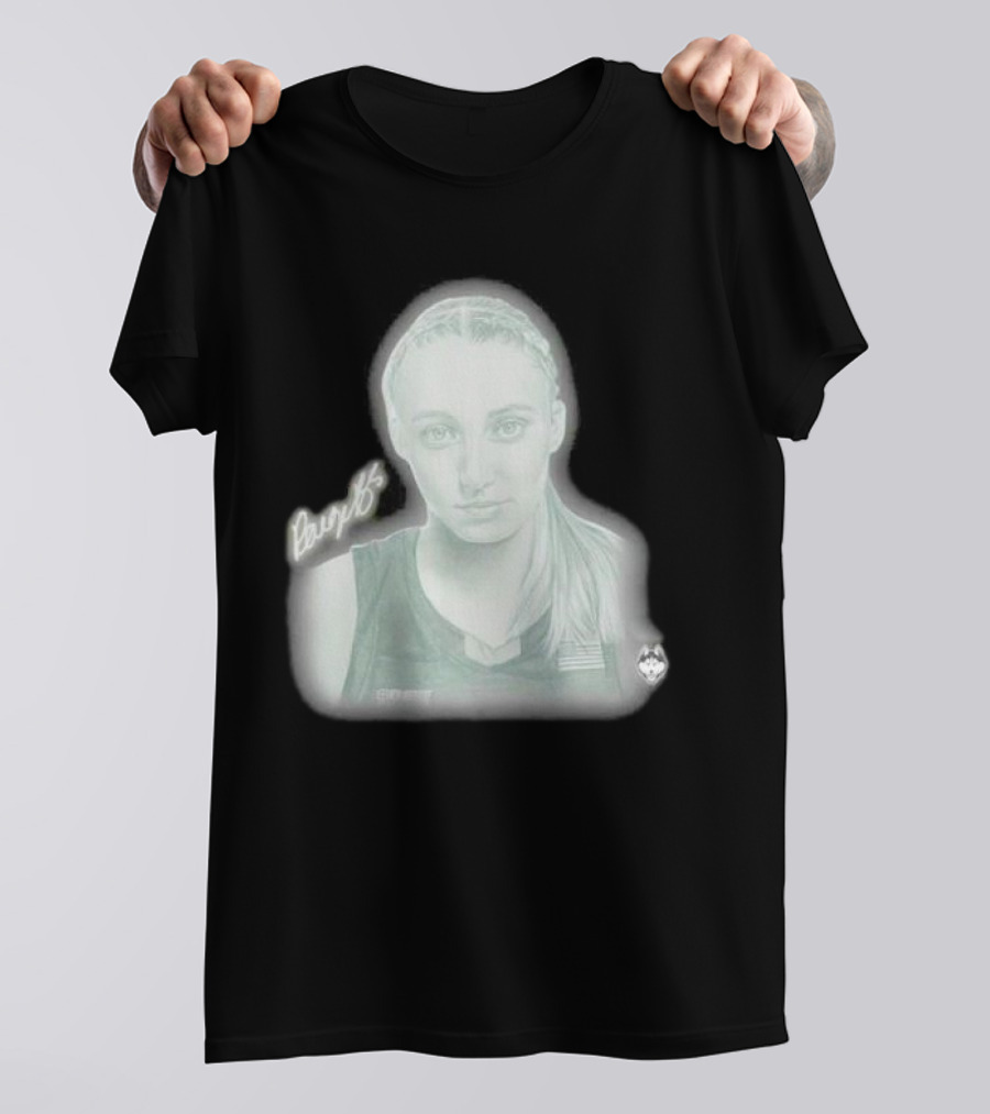 Paige Bueckers UConn Huskies Signature Pencil Drawing With USA Flag T-Shirt